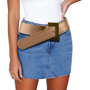 Chunky Western Belts For Woman - Boho Leather Belt With Big Buckle - Cowgirl🙃